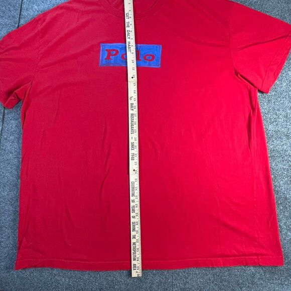 Vintage Polo Ralph Lauren Shirt Mens Red 4XB Big Tall Spell Out Logo Casual 90's - Picture 9 of 16